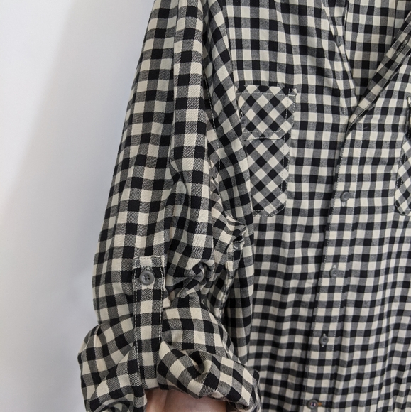 Izod black & white gingham plaid flannel - Picture 2 of 5